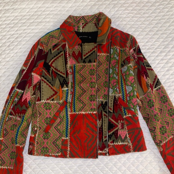 Zara Jackets Coats Zara Textured Jacker Red Pink Green